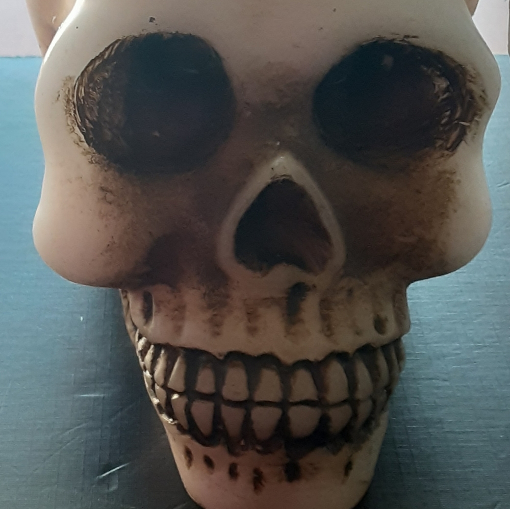 Halloween Decor Bleeding Skull Wax Candle White